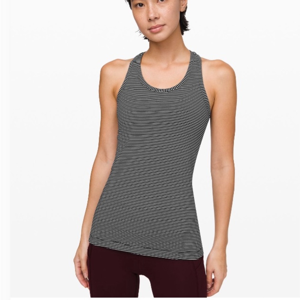 LULULEMON Cool Racerback Hype Stripe White Black Size 8
